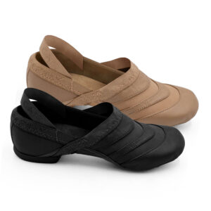 black and tan capezio freeform jazz color guard shoes, side view