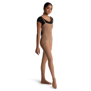 model in a light suntan capezio convertible body tight, front three-quarters view