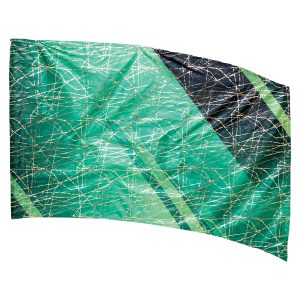 Kelly and black with metallic gold lines genesis color guard flag