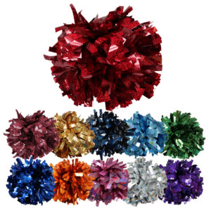 11 color options of solid holographic show poms